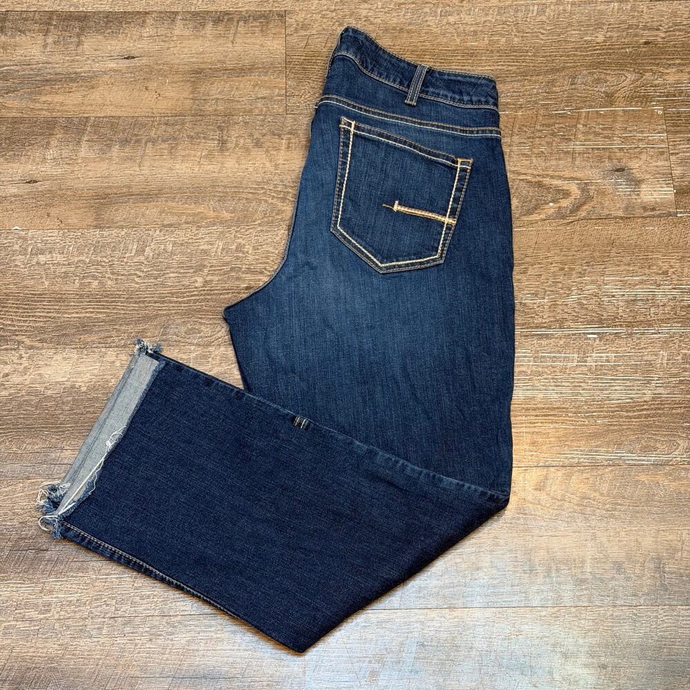 Ariat Rebar Perfect Rise Straight Leg Work Jeans Womens 32L Dark Wash Cut Hem